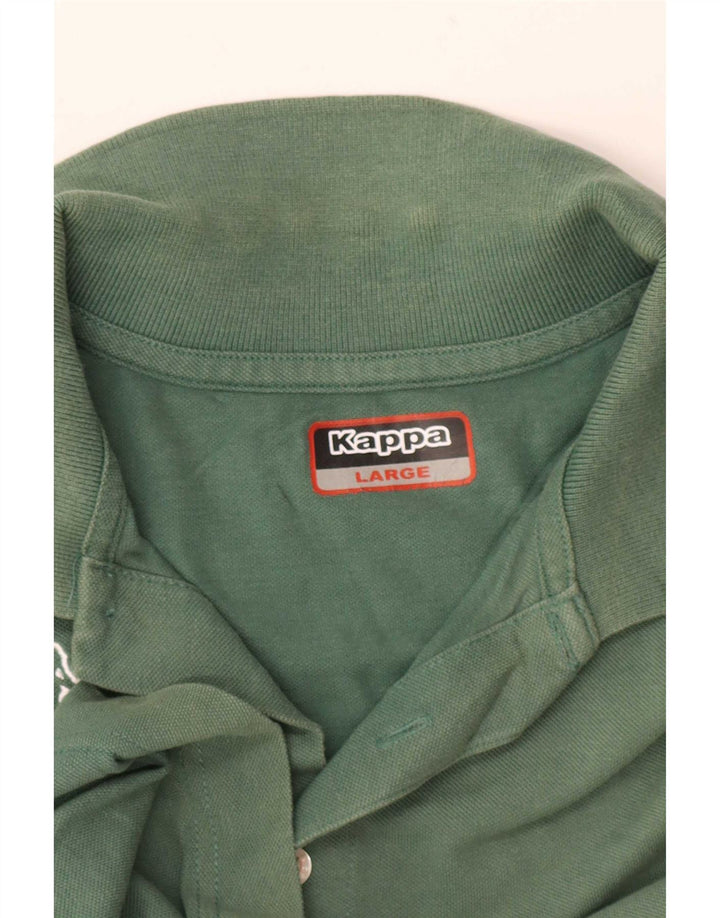Tricou polo grafic pentru bărbați Kappa, verde mare
