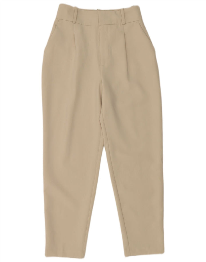Pantaloni de costum conici pentru femei Zara Mici L26 L27 Poliester alb
