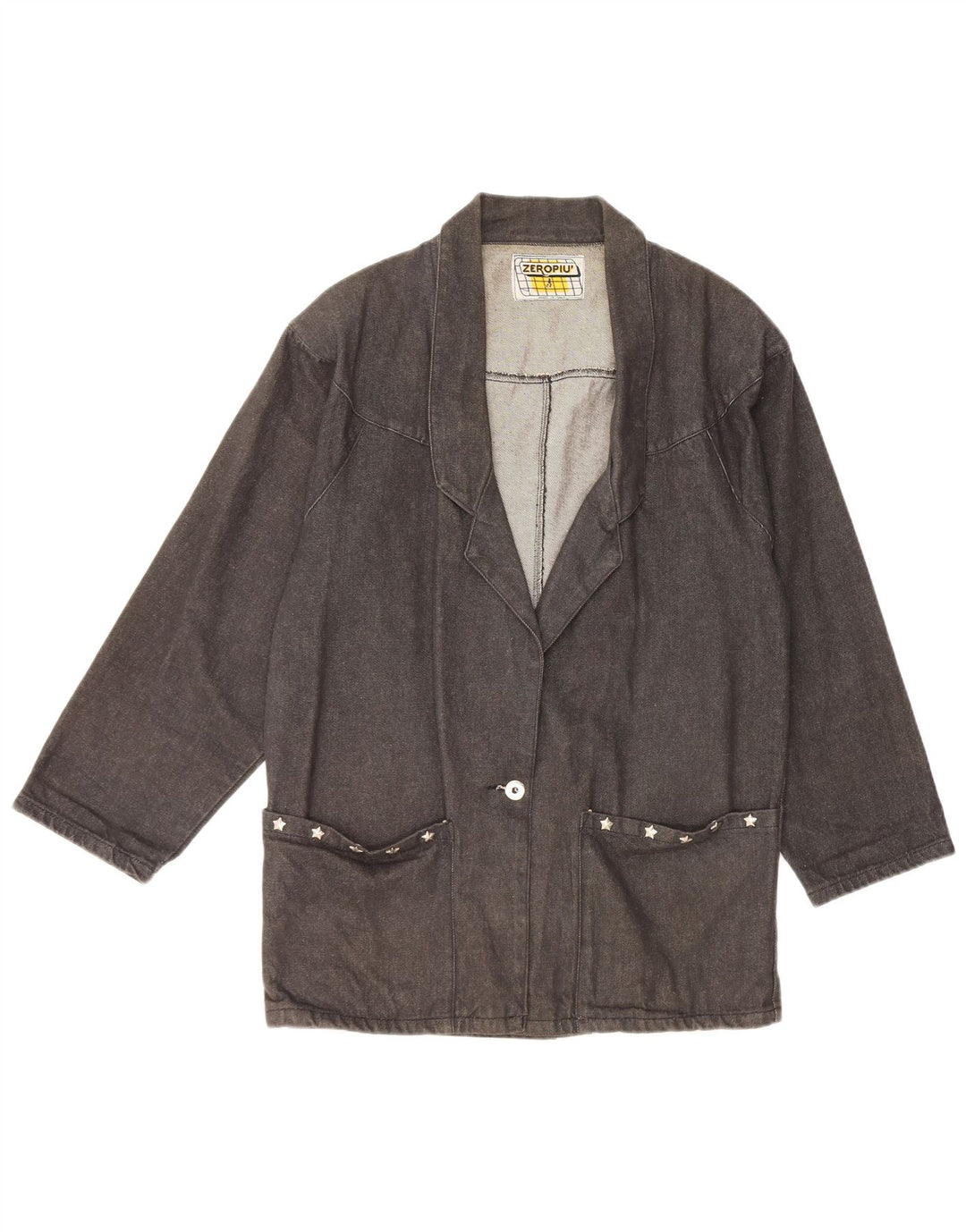 Palton oversized denim vintage pentru femei UK 14 bumbac mediu negru