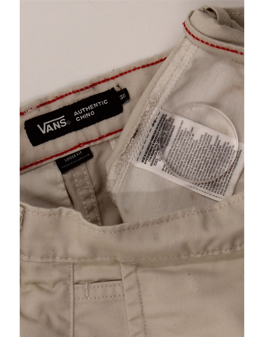 Pantaloni chino pentru bărbați Vans loose fit W30 L29 poliester bej