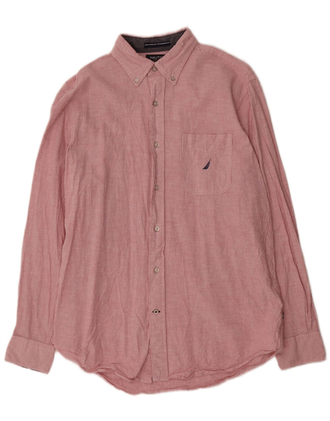 Cămașă pentru bărbați Nautica Classic Fit, bumbac cu dungi roșii medii