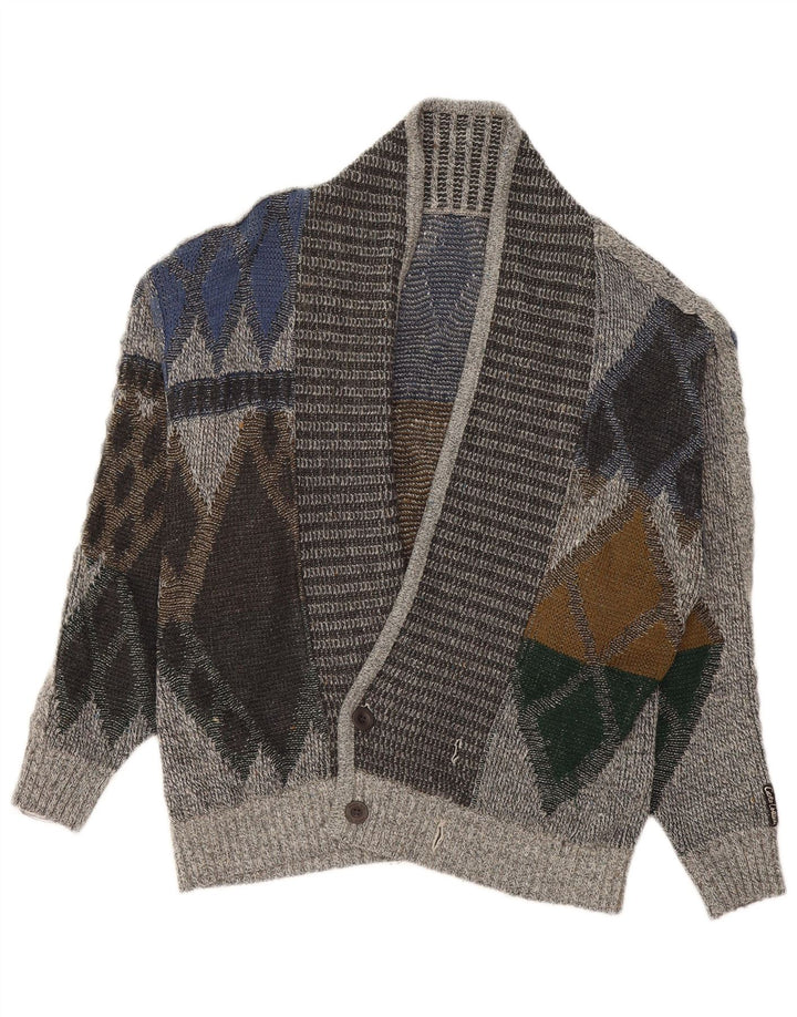 Pulover Cardigan Vintage pentru bărbați IT 50 Medium Gri Argyle/Diamond