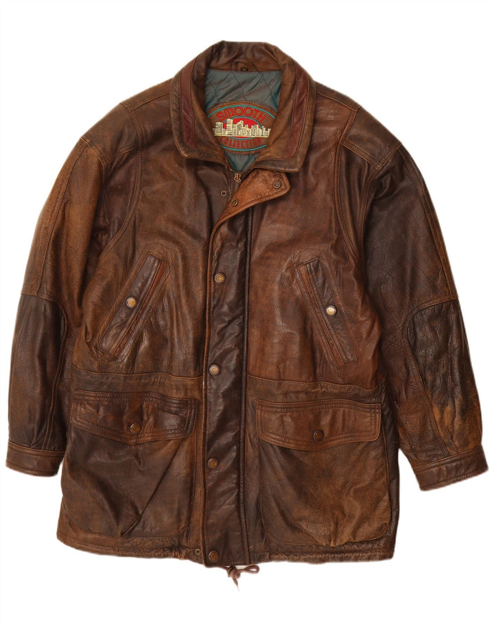 Jachetă din piele vintage pentru bărbați IT 52 XL din piele maro