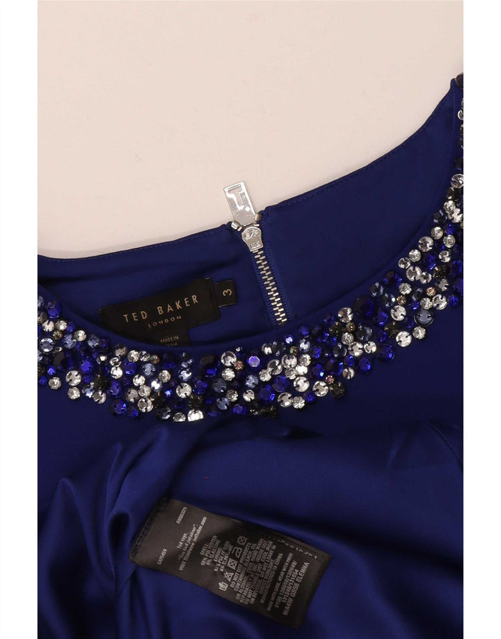 Rochie Ted Baker pentru femei, fără mâneci, mărimea 3, poliester albastru mediu