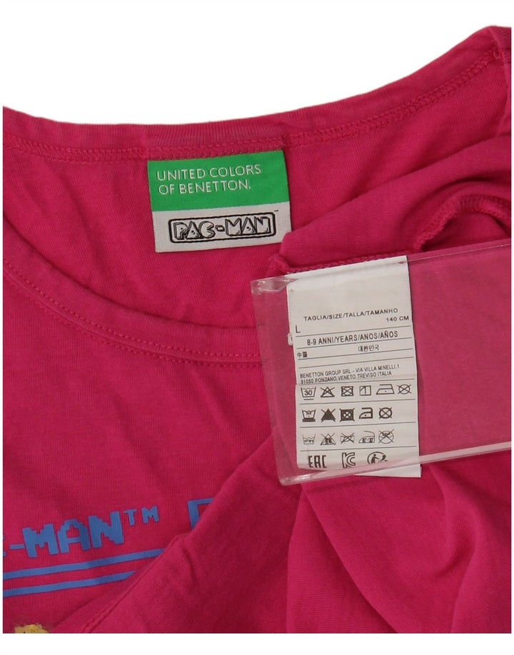 BENETTON Fete Pac-Man Crop Tricou grafic Top 8-9 ani mare roz