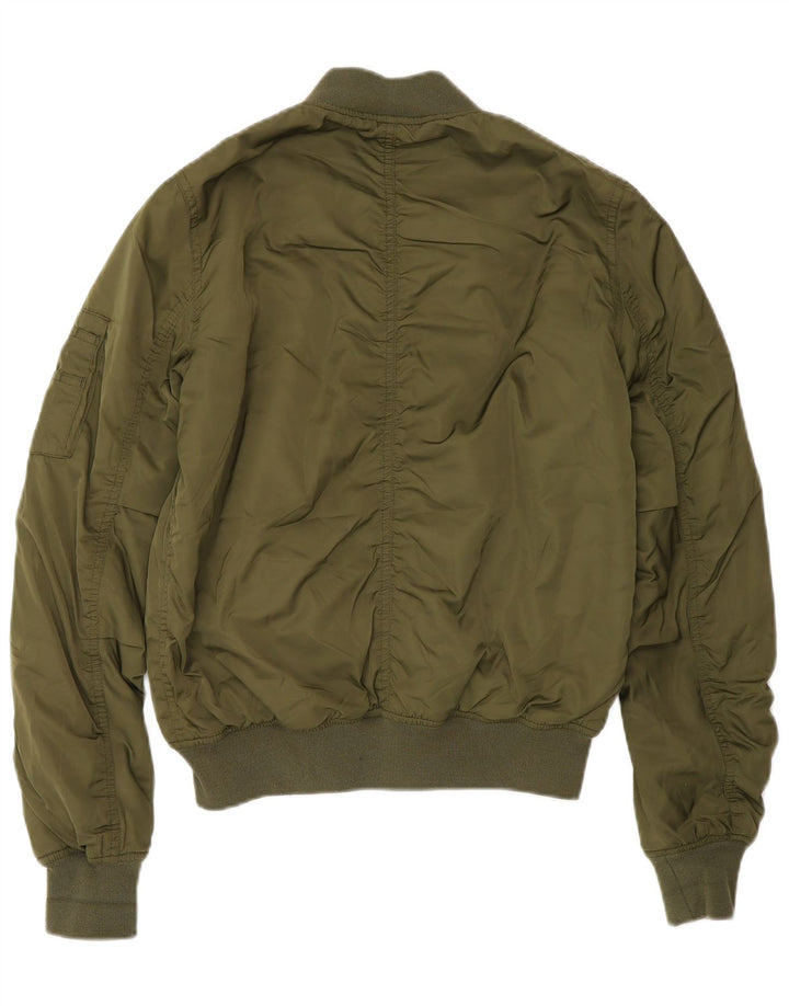 Geacă bomber căptușită Topshop pentru femei UK 8, poliester verde mic