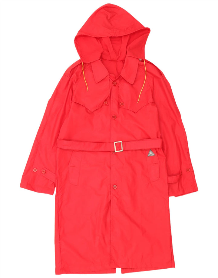 Trench cu glugă Fiorucci pentru femei UK 14 Nylon roșu mediu