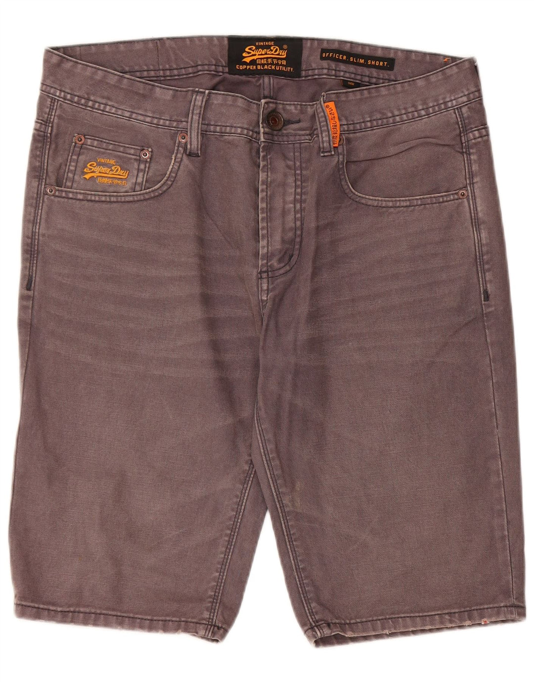 SUPERDRY Pantaloni scurți din denim slim pentru bărbați W34, bumbac gri mare
