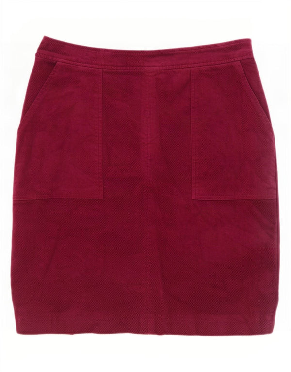 Fusta din velur pentru femei White Stuff UK 10 Small W28 Maroon Bumbac