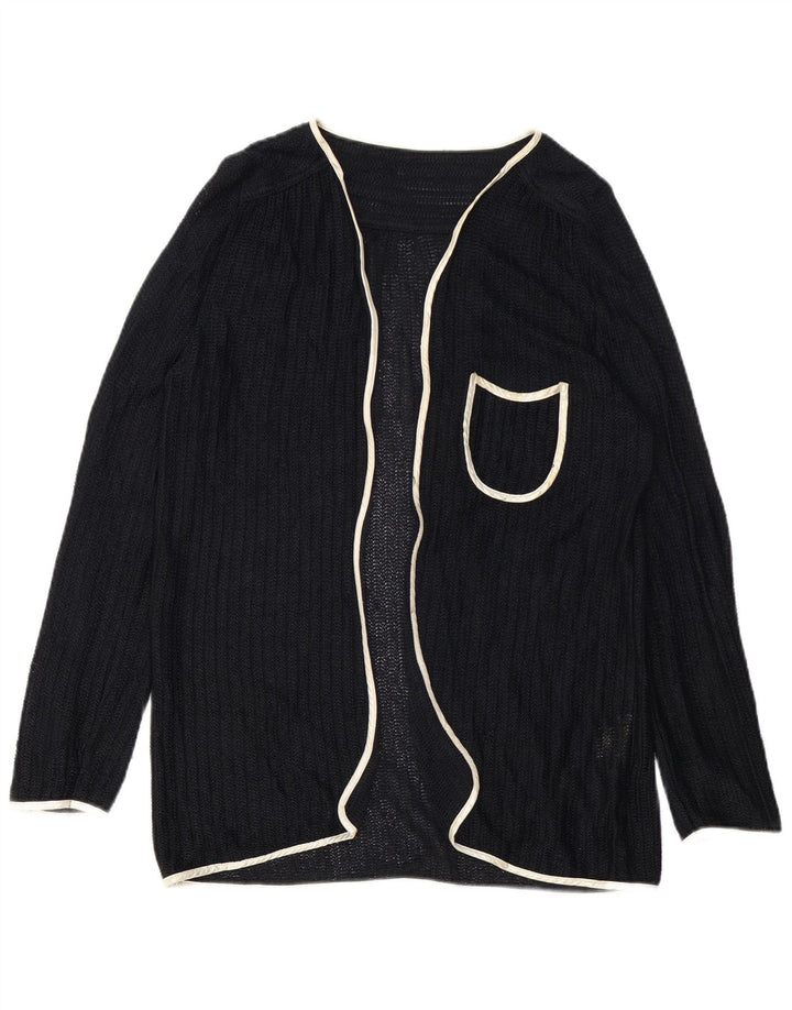 Pulover Vintage cardigan deschis pentru femei EU 40 Viscoză medie neagră