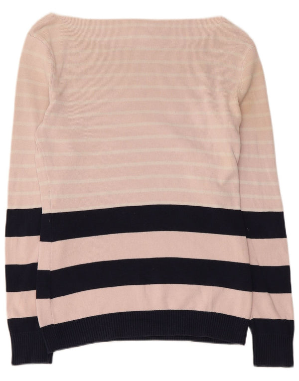 pulover Tommy Hilfiger pentru femei cu gât de barcă UK 12 Medium Pink Striped