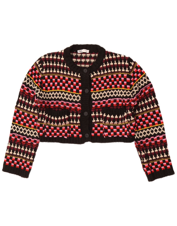 Pulover cardigan pentru femei Zara, cu croiala largi, UK 14 Medium Multicolor Geometric