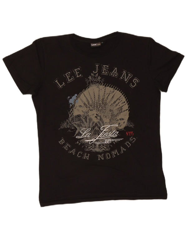 Tricou grafic pentru bărbați Lee Top mare din bumbac negru