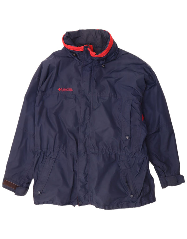 Jachetă de vânt cu glugă Columbia pentru bărbați UK 42 XL, albastru bleumarin, color block