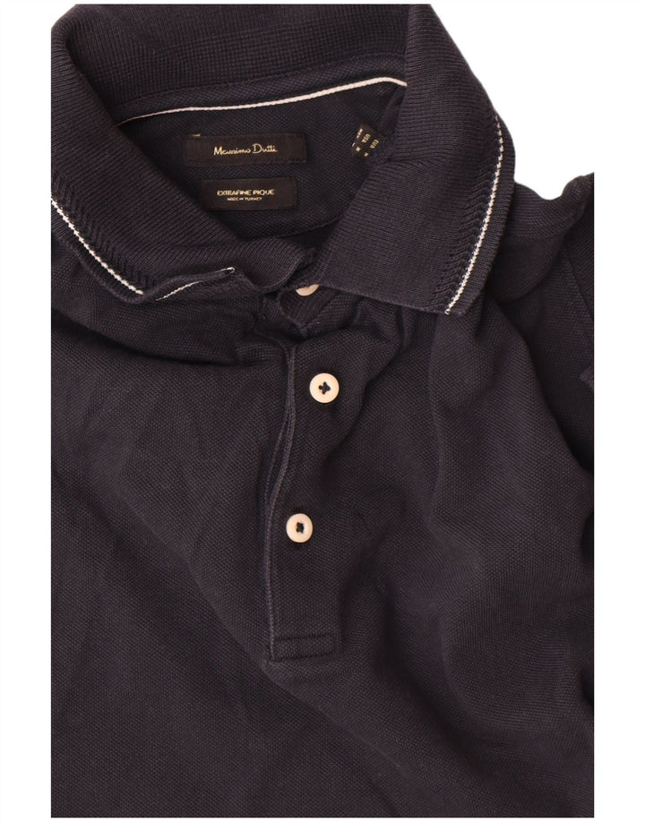 Tricou polo Massimo Dutti pentru bărbați, bumbac, albastru bleumarin mediu
