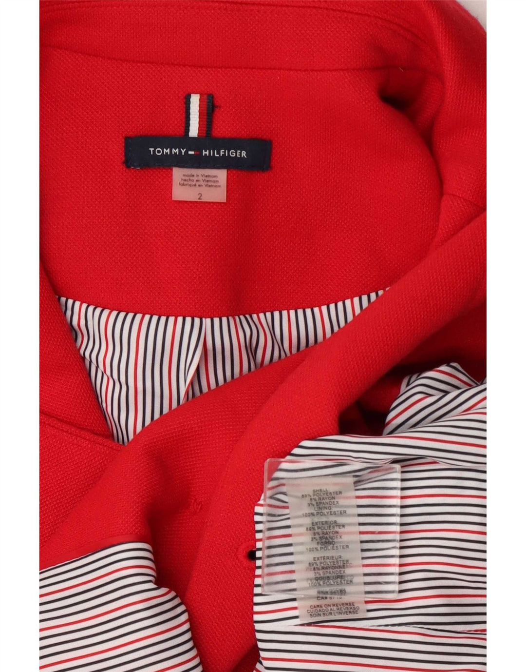 Jachetă pentru femei Tommy Hilfiger, cu două piept, poliester roșu US 2 XS