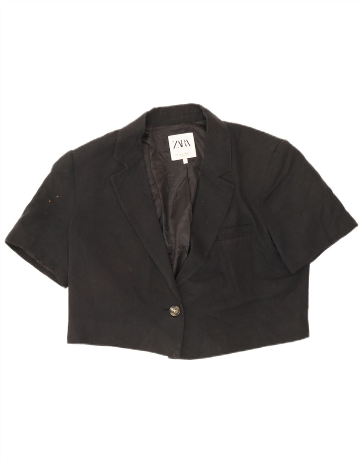 Jachetă Bolero cu mânecă scurtă pentru femei Zara UK 14, in negru mediu