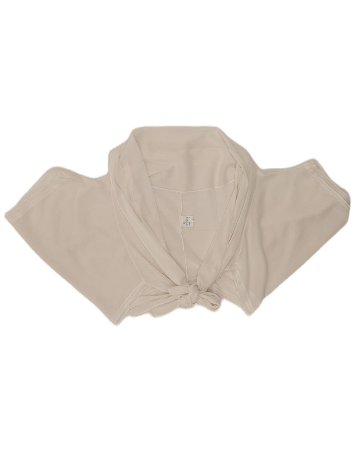 Crop Top pentru femei vintage cu cravată în față UK 20 2XL, viscoză albă