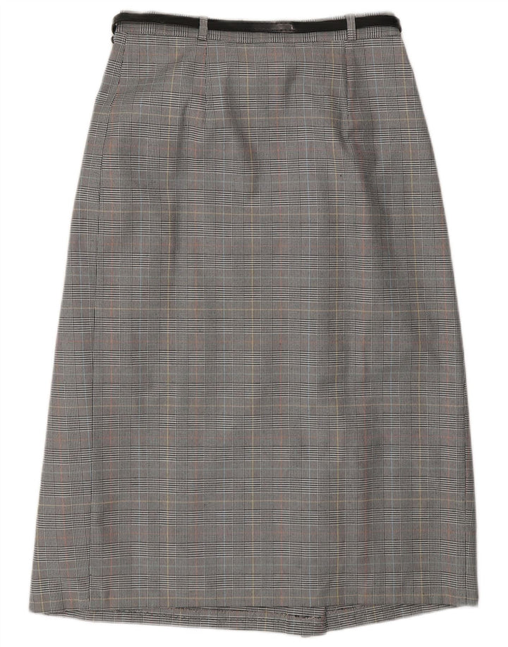 Fusta Wrap Vintage pentru femei UK 10 Small W27 Gri Houndstooth Poliester