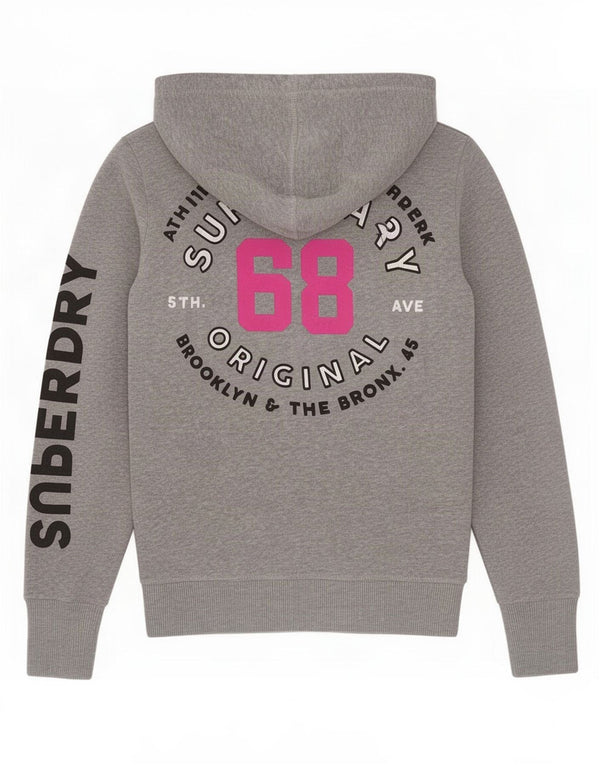 Pulover Superdry Brooklyn Graphic Zip pentru femei UK 6 XS bumbac gri