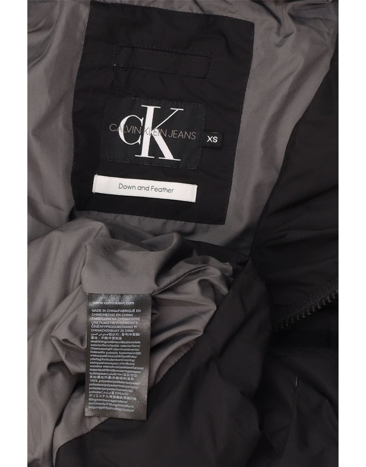 Jachetă căptușită cu glugă pentru bărbați CALVIN KLEIN JEANS UK 34 XS Poliester negru