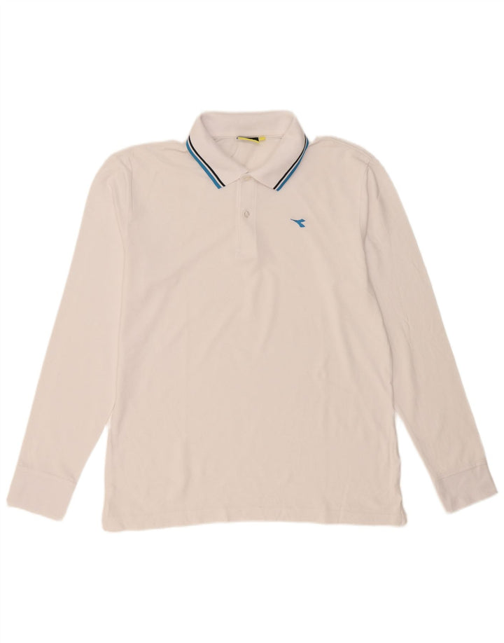 Tricou polo cu mânecă lungă pentru bărbați Diadora XL alb