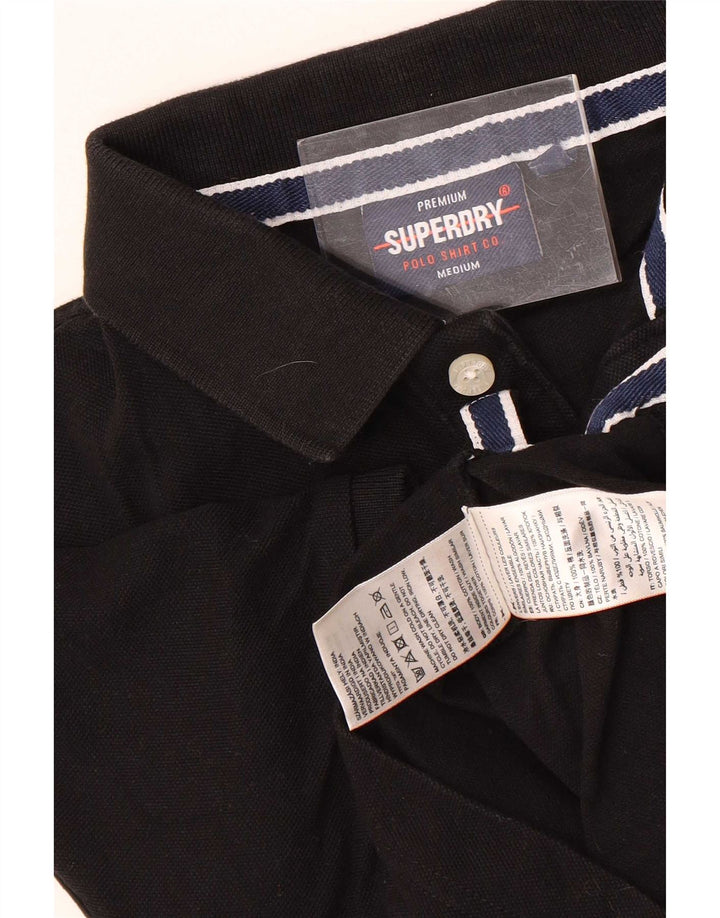 Tricou polo pentru bărbați Superdry, bumbac mediu negru