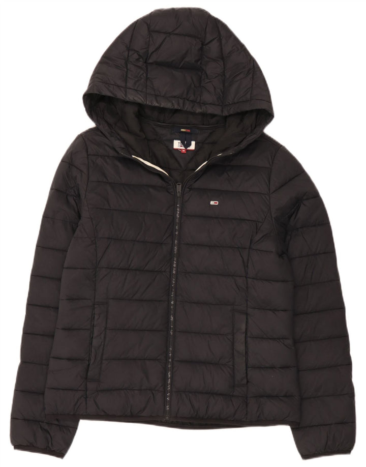 Jachetă căptușită cu glugă Tommy Hilfiger pentru femei UK 14 Poliamidă neagră medie