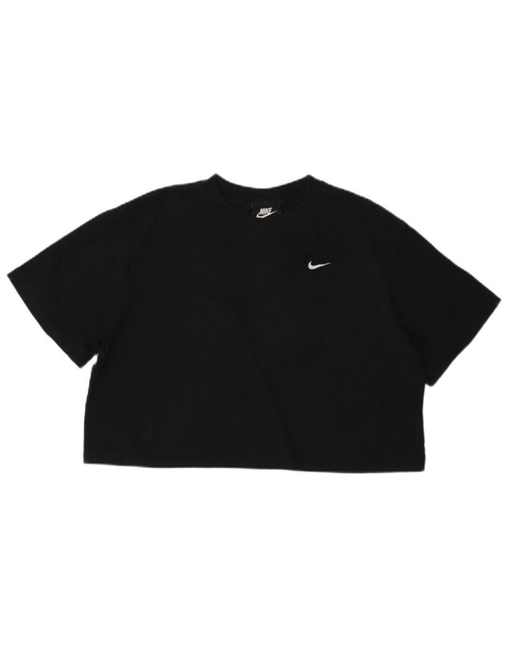 NIKE Womens Crop T-Shirt Top UK 10 Small Black