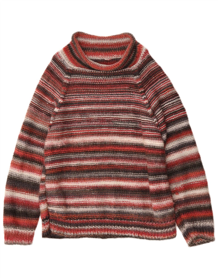 Pulover vintage pentru bărbați cu gât țestoasă, cu dungi medii, multicolore
