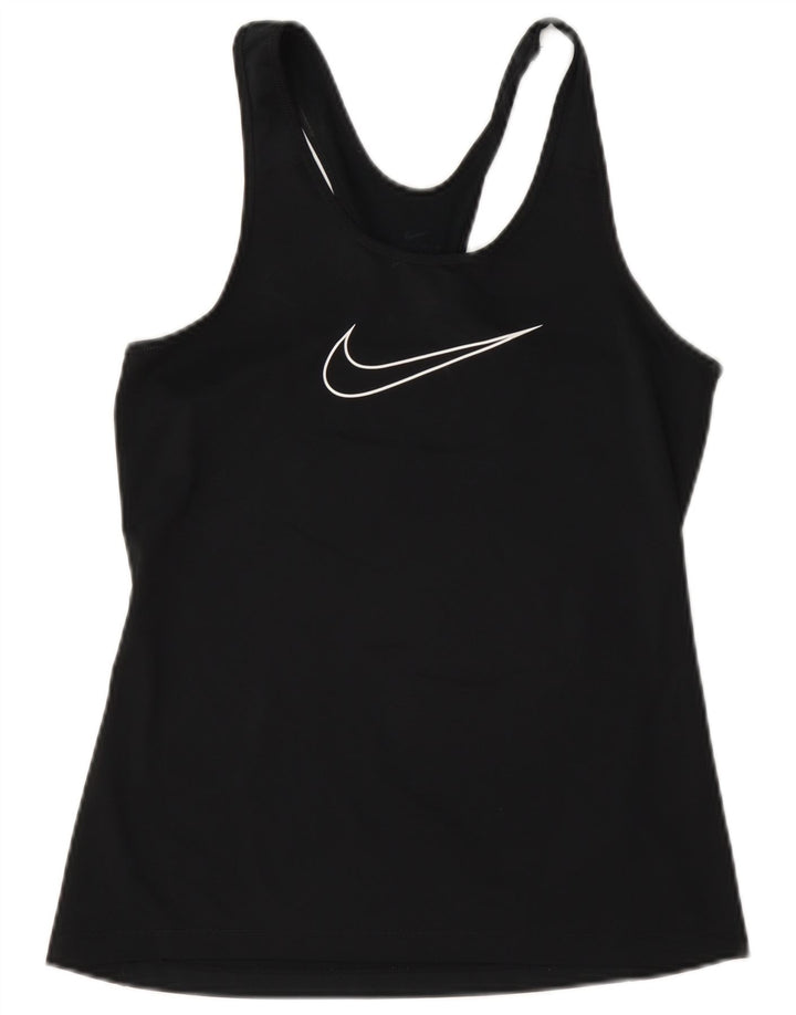 Top cu vestă grafică Nike Dri Fit pentru femei UK 10 Poliester negru mic