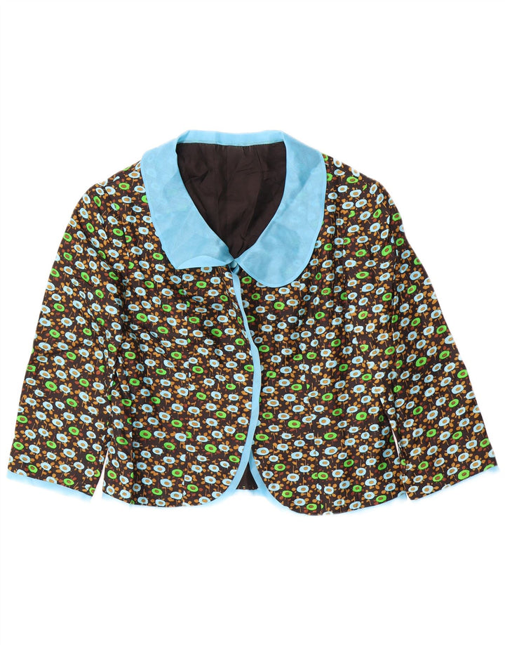 VINTAGE Set 2 piese mâneci 3/4 pentru femei UK 14 Medium Black Floral