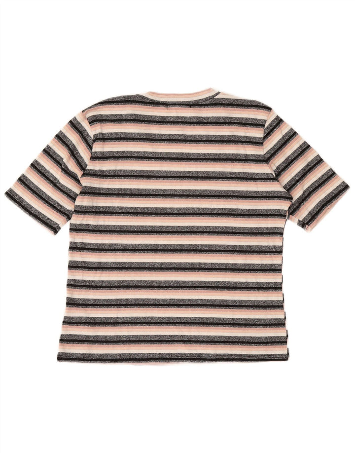 OASIS Tricou Crop Top pentru femei UK 14 Viscoză mare cu dungi negre