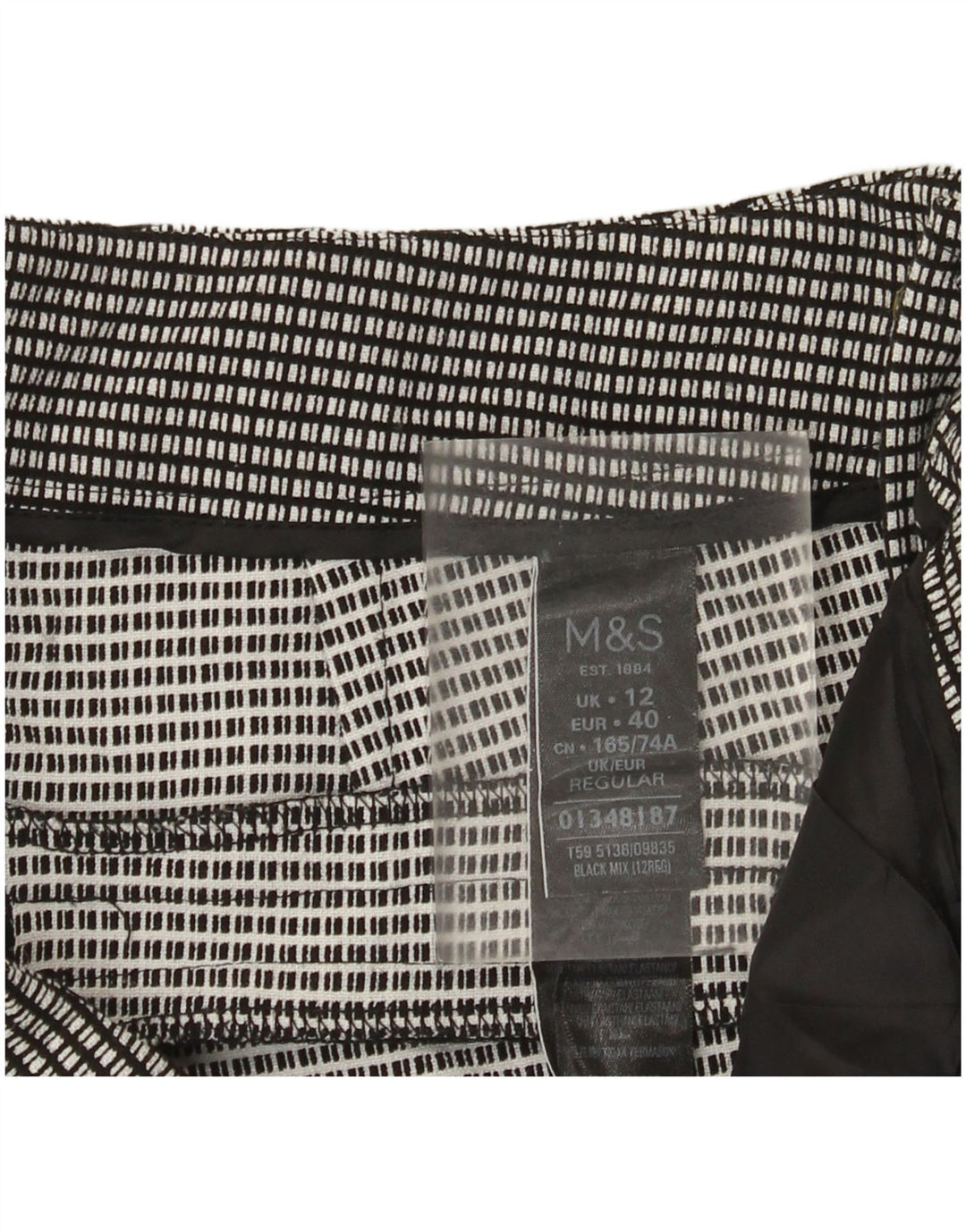 Pantaloni chino pentru femei Marks & Spencer UK 12 Medium W32 L29 Black Check