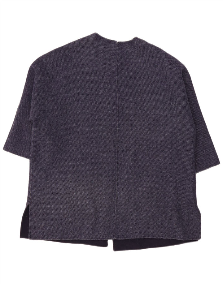 ZARA pardesiu supradimensionat pentru femei cu mâneci 3/4 UK 10 mic din lână bleumarin