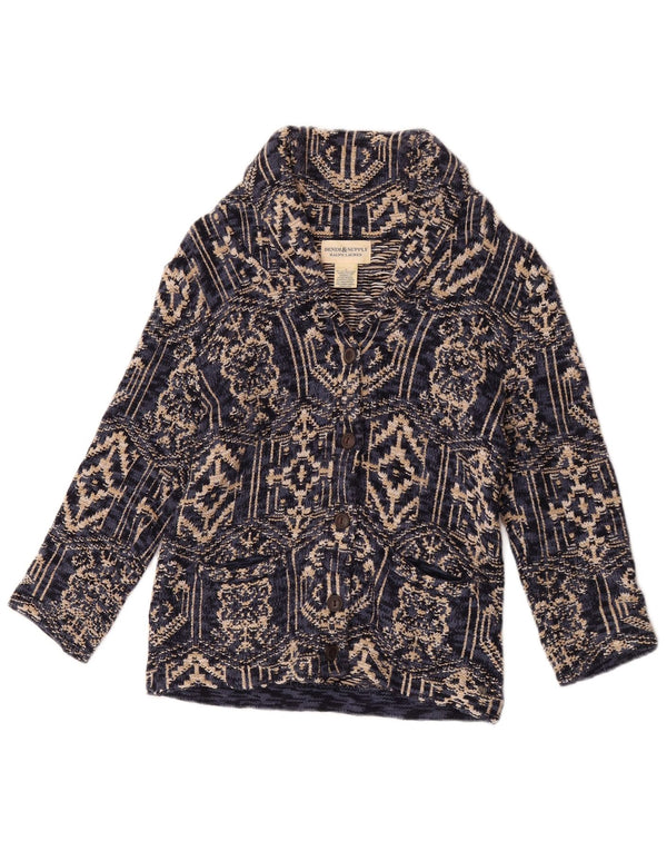 Pulover cardigan cu model abstract pentru femei Ralph Lauren UK 8 Mic bleumarin