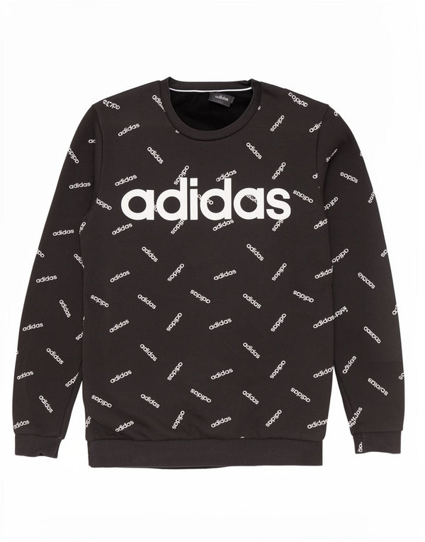 Hanorac grafic pentru bărbați Adidas Jumper mediu din bumbac negru