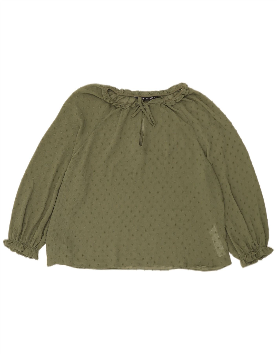 Bluză de top cu mâneci 3/4 pentru femei Zara UK 14 Medium Kaki Spotted
