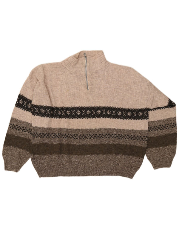 Pulover Southern pentru bărbați, cu fermoar, cu gât, 2XL, bej, acrilic Fair Isle