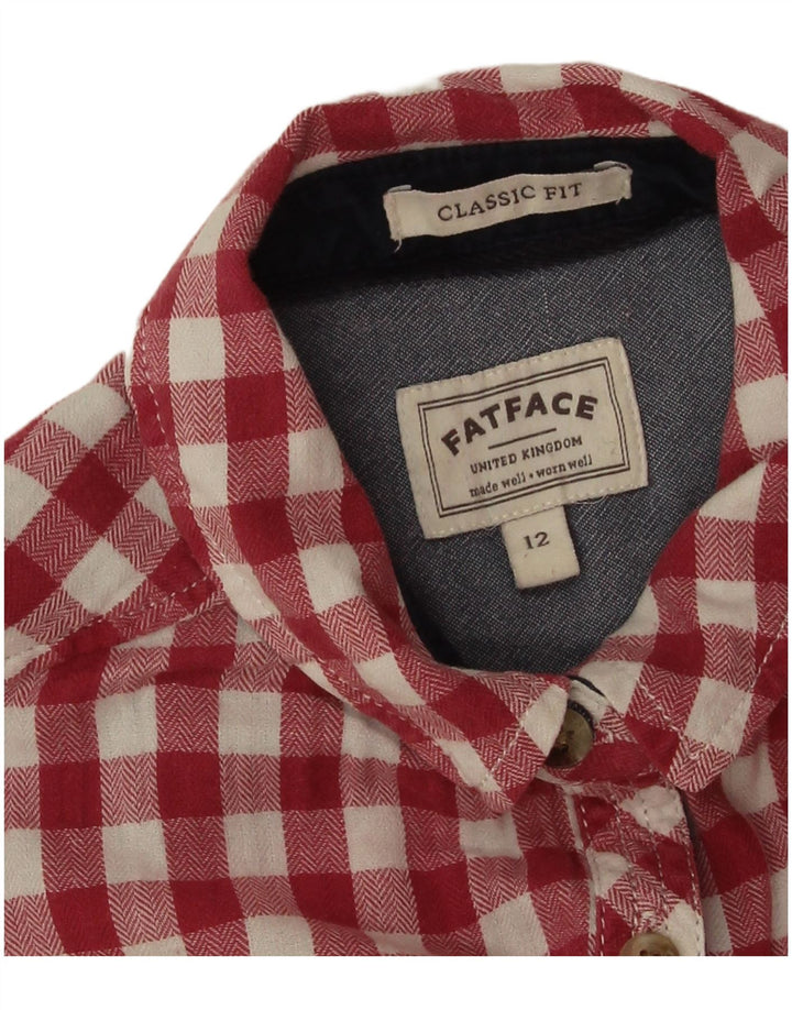 Cămașă de flanel pentru femei Fat Face, cu ajustare clasică, UK 12 Medium Red Gingham