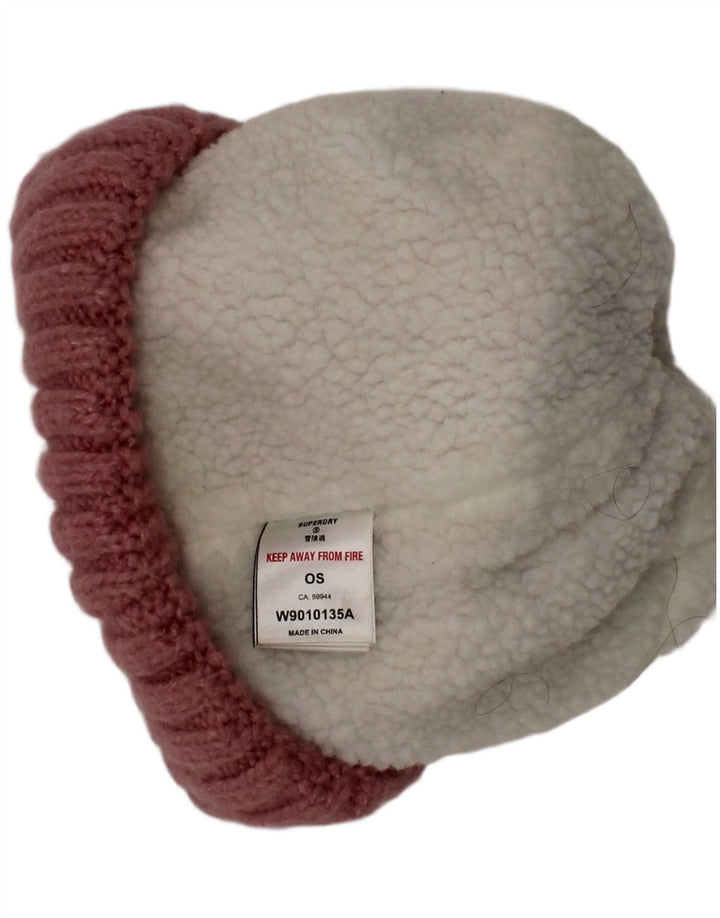 SUPERDRY Womens Knit Bobble Hat One Size Pink Acrylic Winter