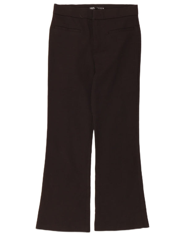 Pantaloni casual pentru femei Zara Crop Bootcut Mici W26 L25 Negri