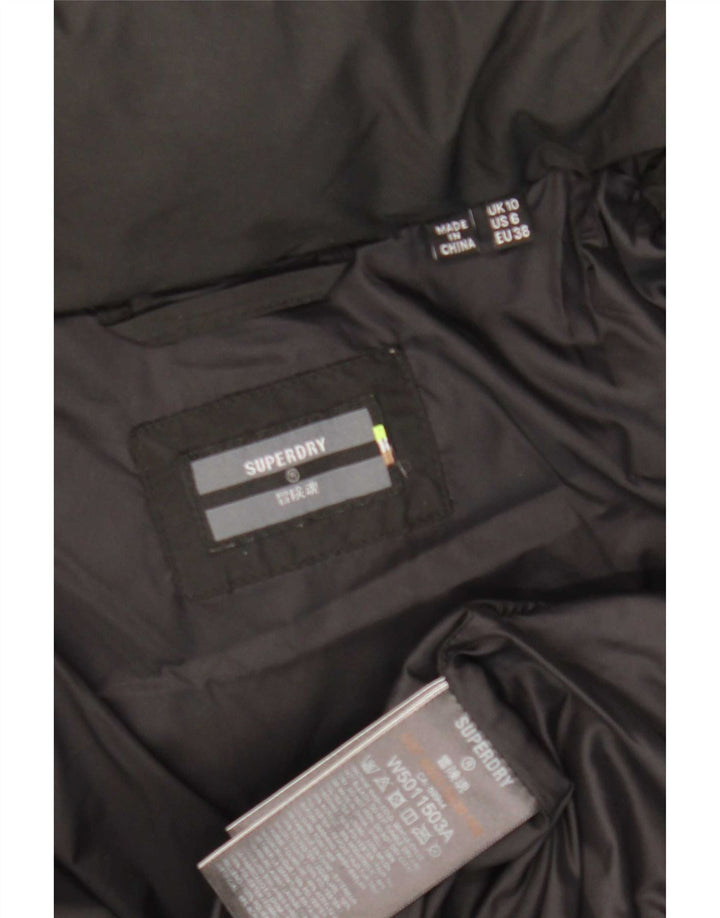 Jachetă căptușită cu glugă Superdry pentru femei UK 10 Poliester negru mic