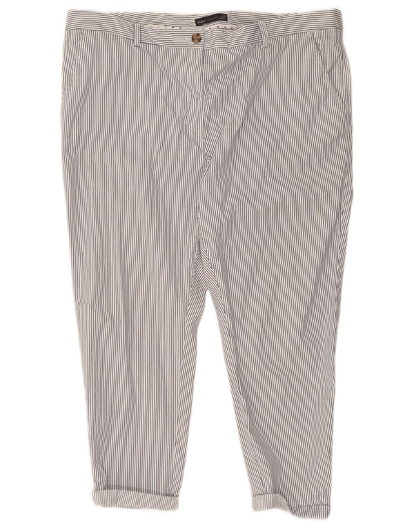 Pantaloni tăiați pentru femei Marks & Spencer UK 20 2XL W41 L26 cu dungi albe
