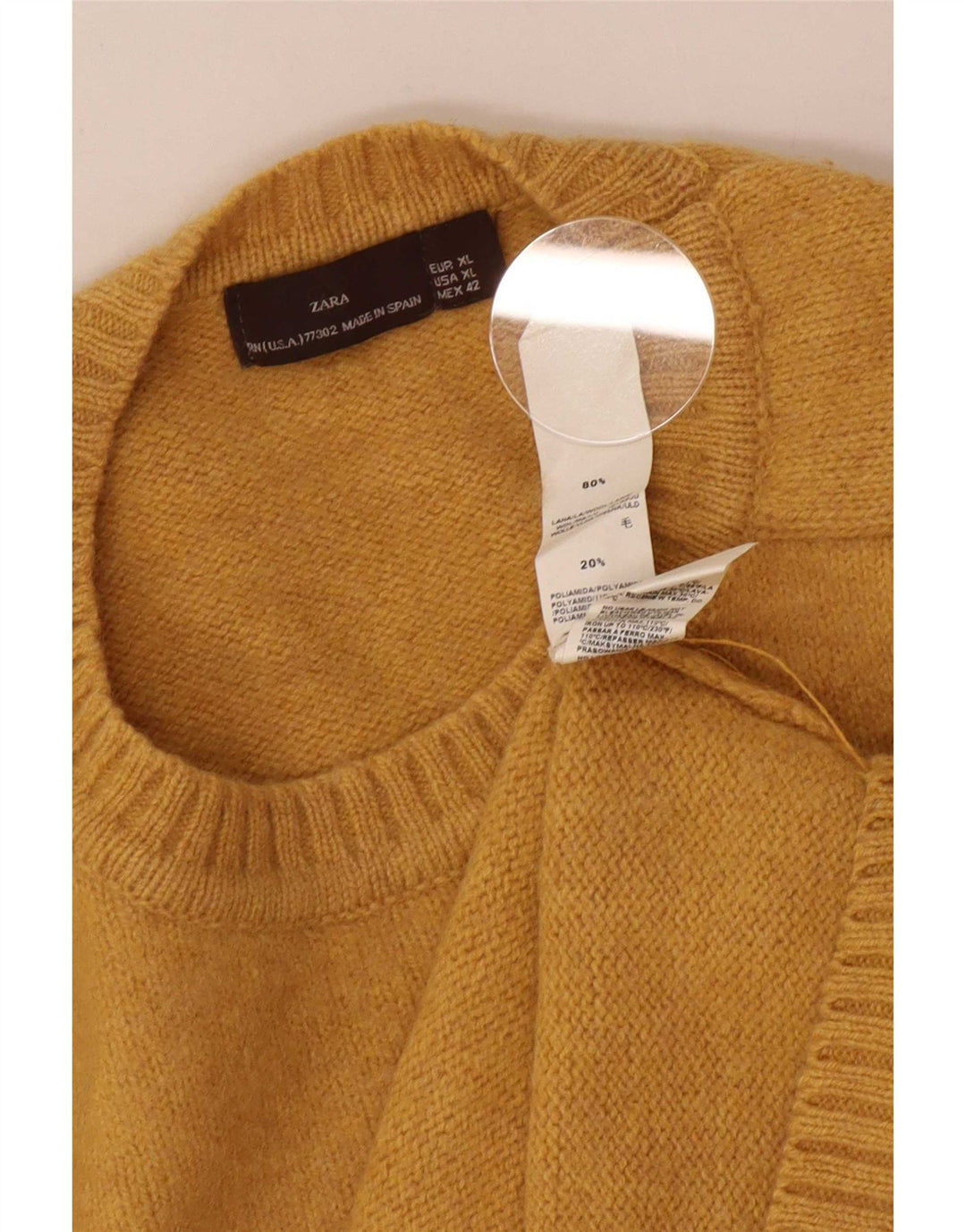 Pulover pentru bărbați Zara, cu gât crew, XL, lână galbenă