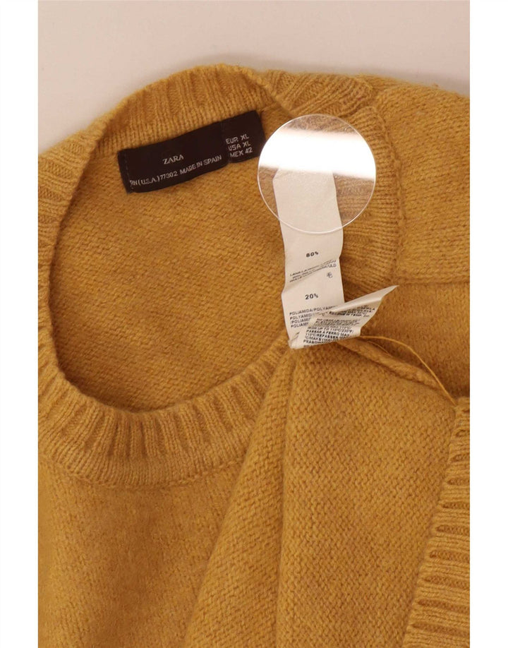 Pulover pentru bărbați Zara, cu gât crew, XL, lână galbenă