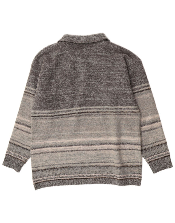 Pulover pentru bărbați Kappa cu gât polo XL Lână cu dungi gri