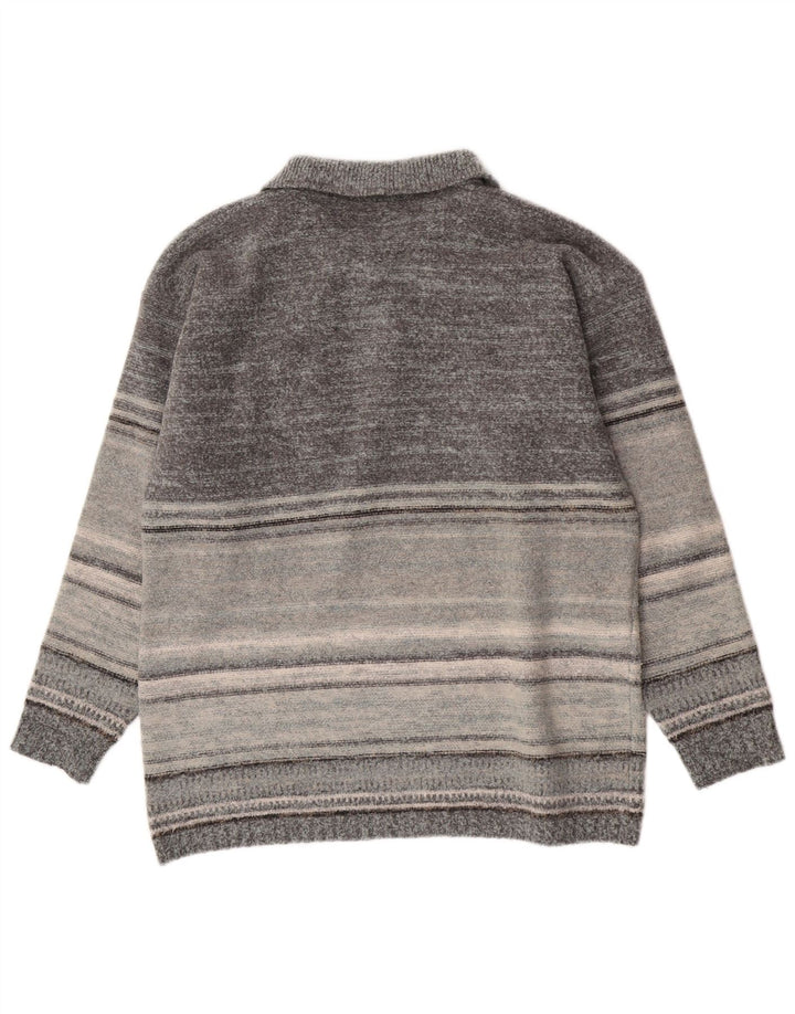 Pulover pentru bărbați Kappa cu gât polo XL Lână cu dungi gri