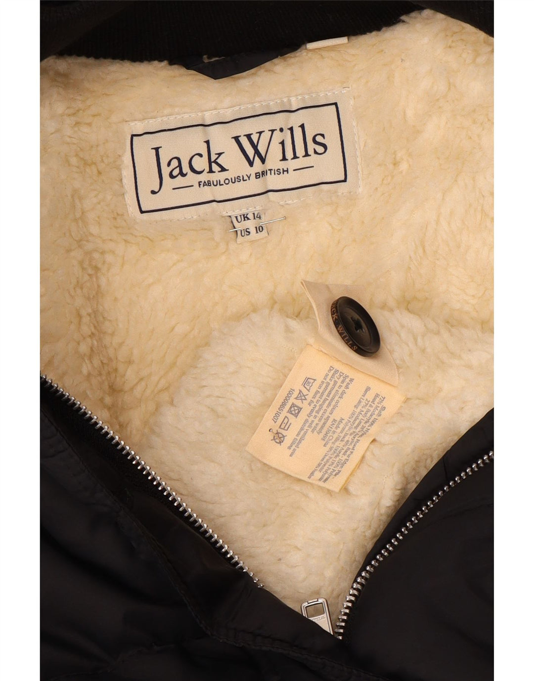 JACK WILLS Jachetă căptușită cu glugă pentru femei UK 14, mare, negru, nailon