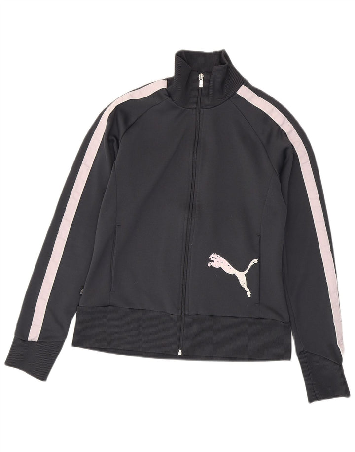 Jachetă de top cu trening grafic Puma pentru femei UK 14 Medium Gri Colorblock